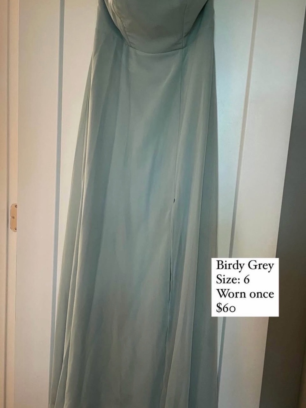 Birdy Grey Strapless Sage Green Bridesmaid Dress with Side Slit - Picture 2 of 2